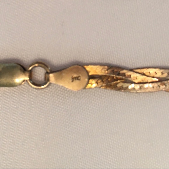 90’s 925 fmc tricolor 6.5in (approx) braided bracelet. Rose/white/yellow gold. - Picture 7 of 15